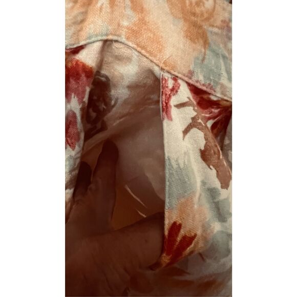 Abercrombie & Finch Linen Blend Orange Floral Pants Size L New - Picture 9 of 9